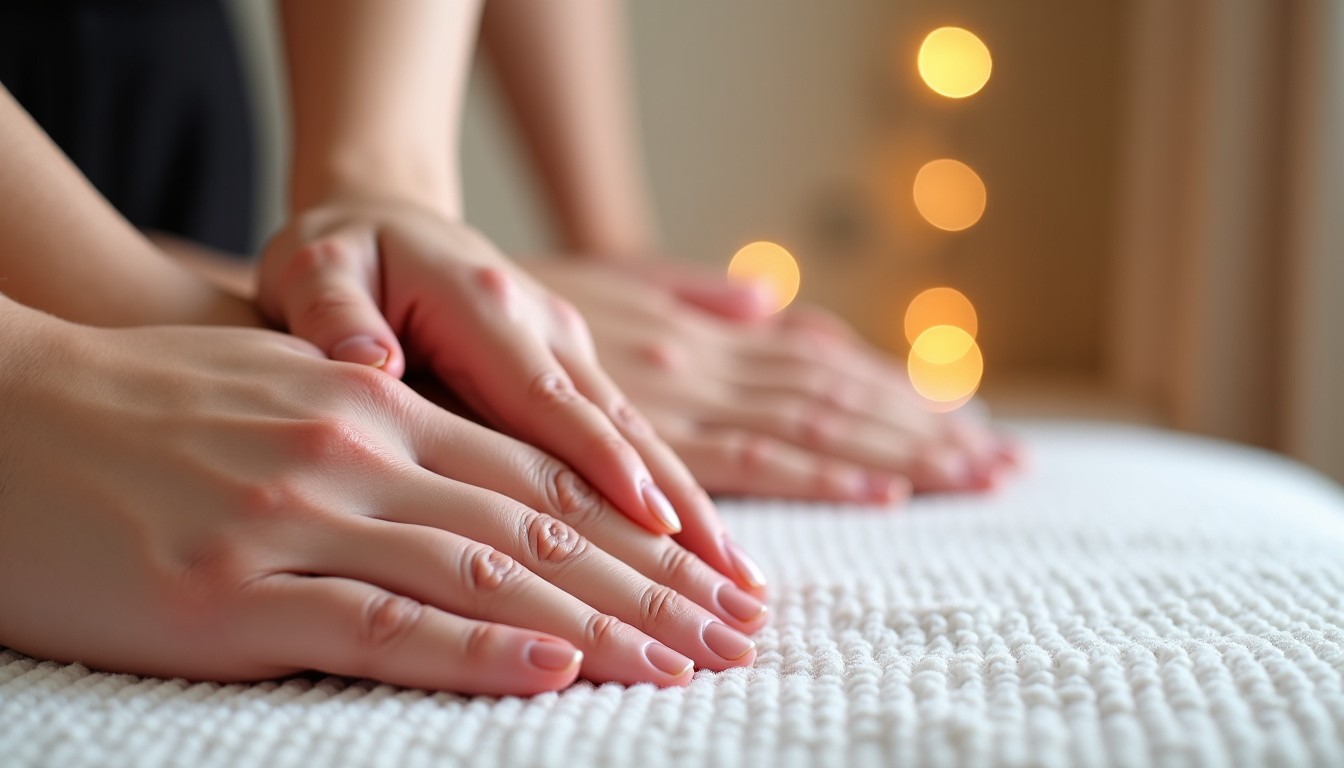 Ambiance tamisée avec bougies, musique douce et draps propres pour un massage sensuel en couple