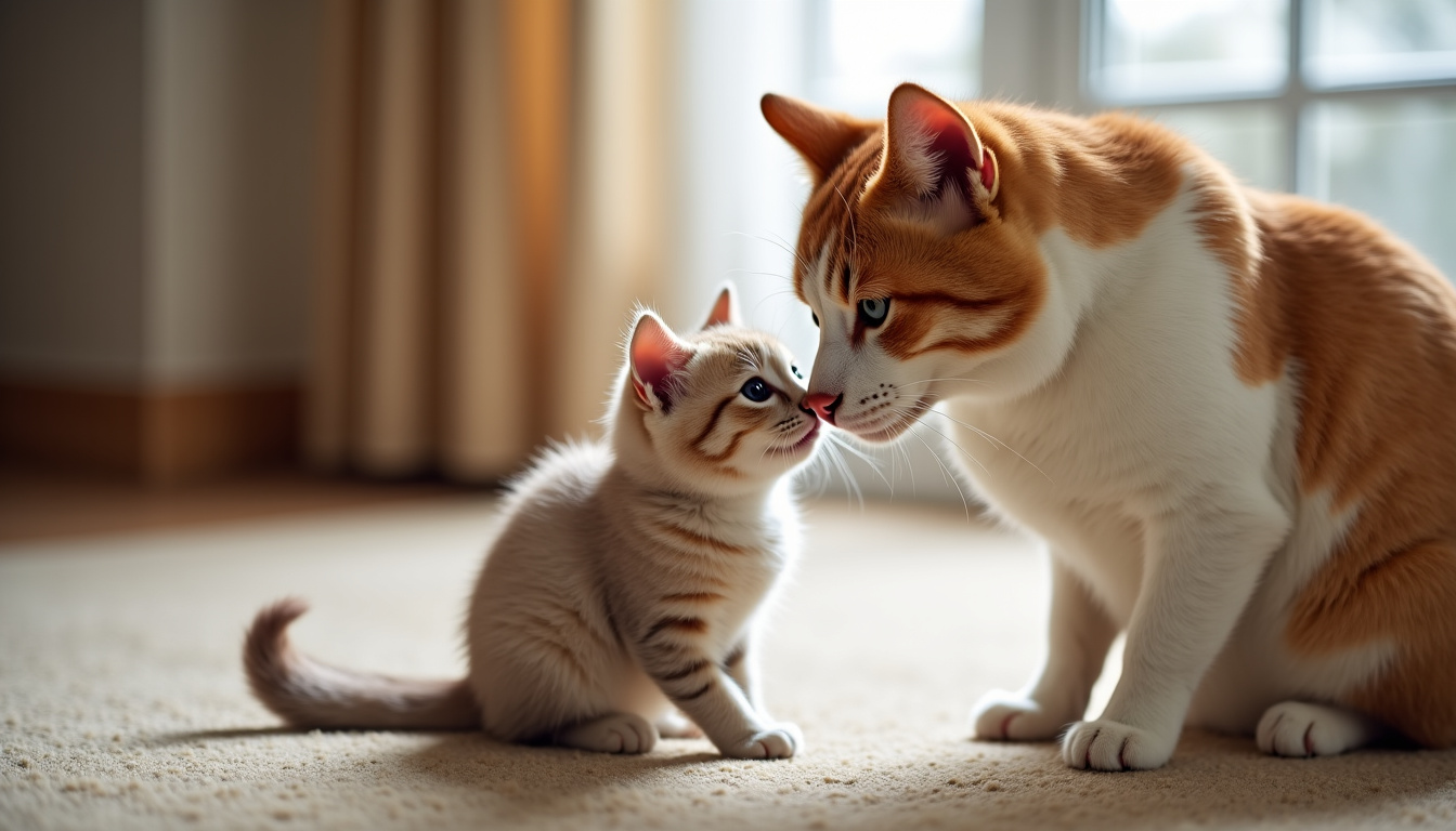 Bénévole en train de jouer avec un chat dans un refuge, ambiance chaleureuse et bienveillante