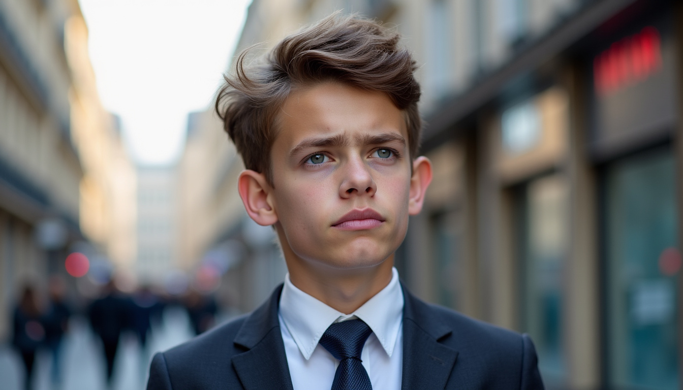 Chien montrant des signes de stress en milieu urbain, oreilles baissées, regard fuyant