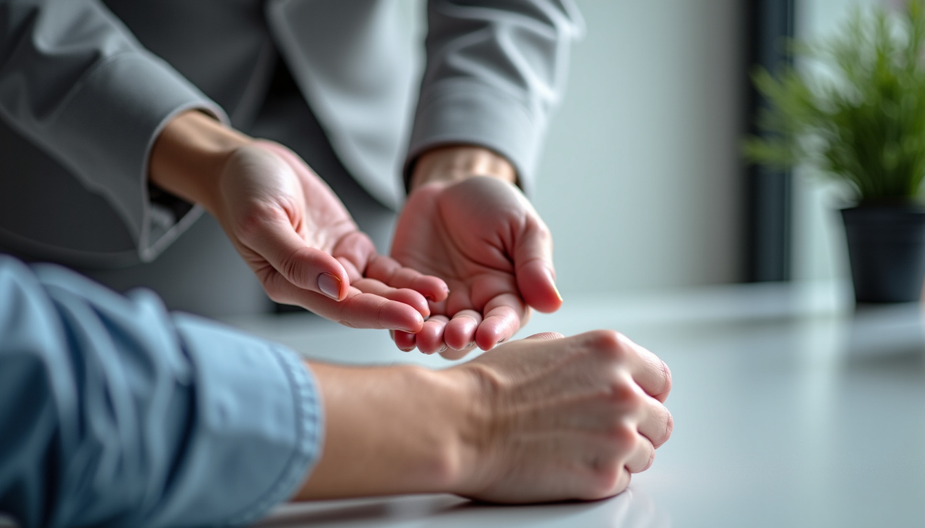 JM Grasset en train de réaliser un bilan énergétique avec une cliente, mains légèrement éloignées du corps pour percevoir les flux énergétiques