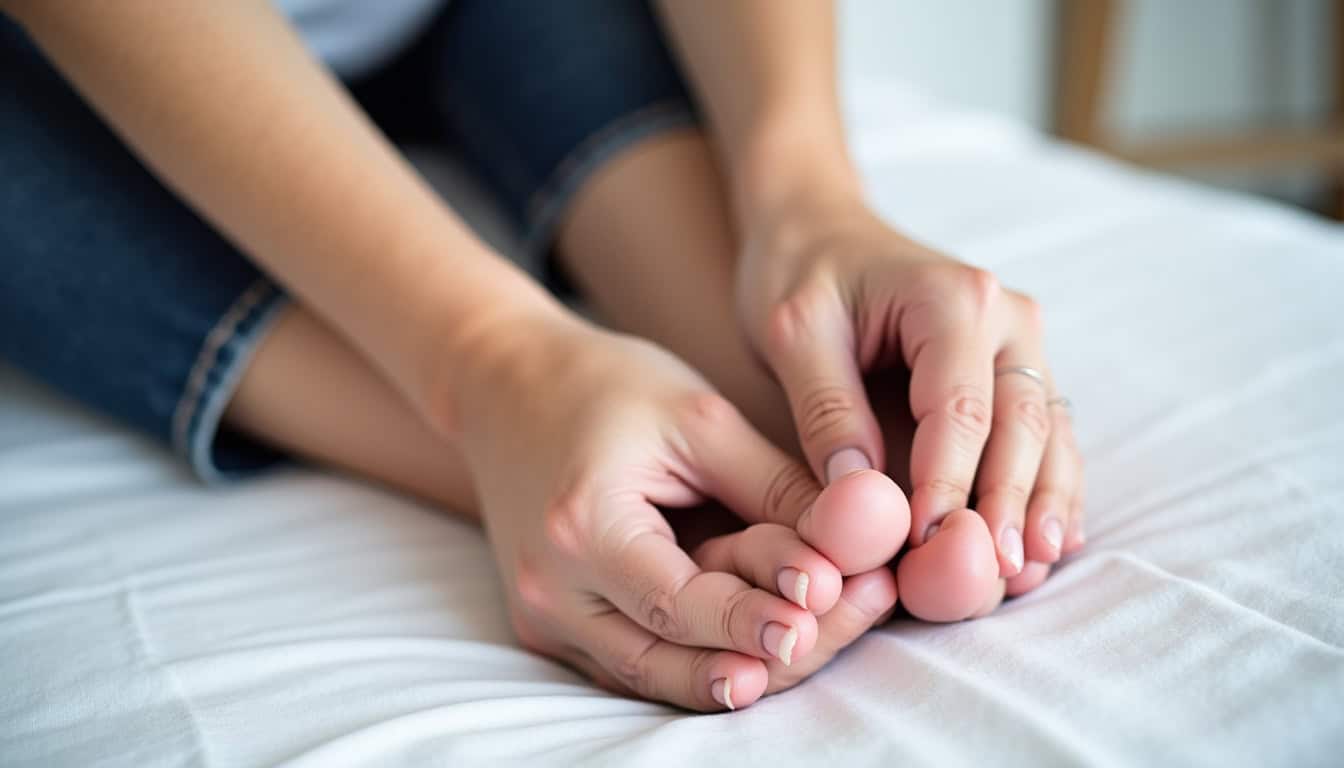 Praticien en réflexologie plantaire en train de masser les pieds d