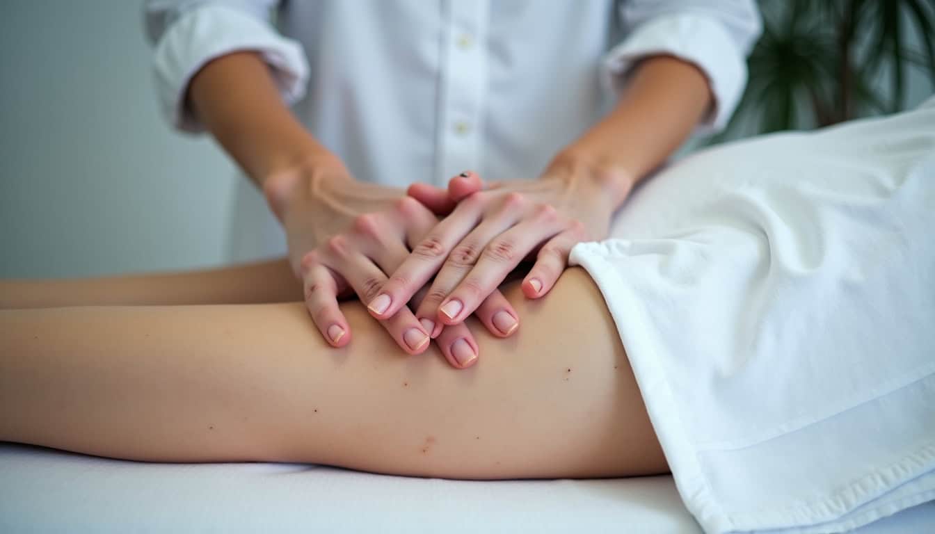 Alt : Séance de massage relaxant prodigué par un professionnel à domicile dans le Nord.