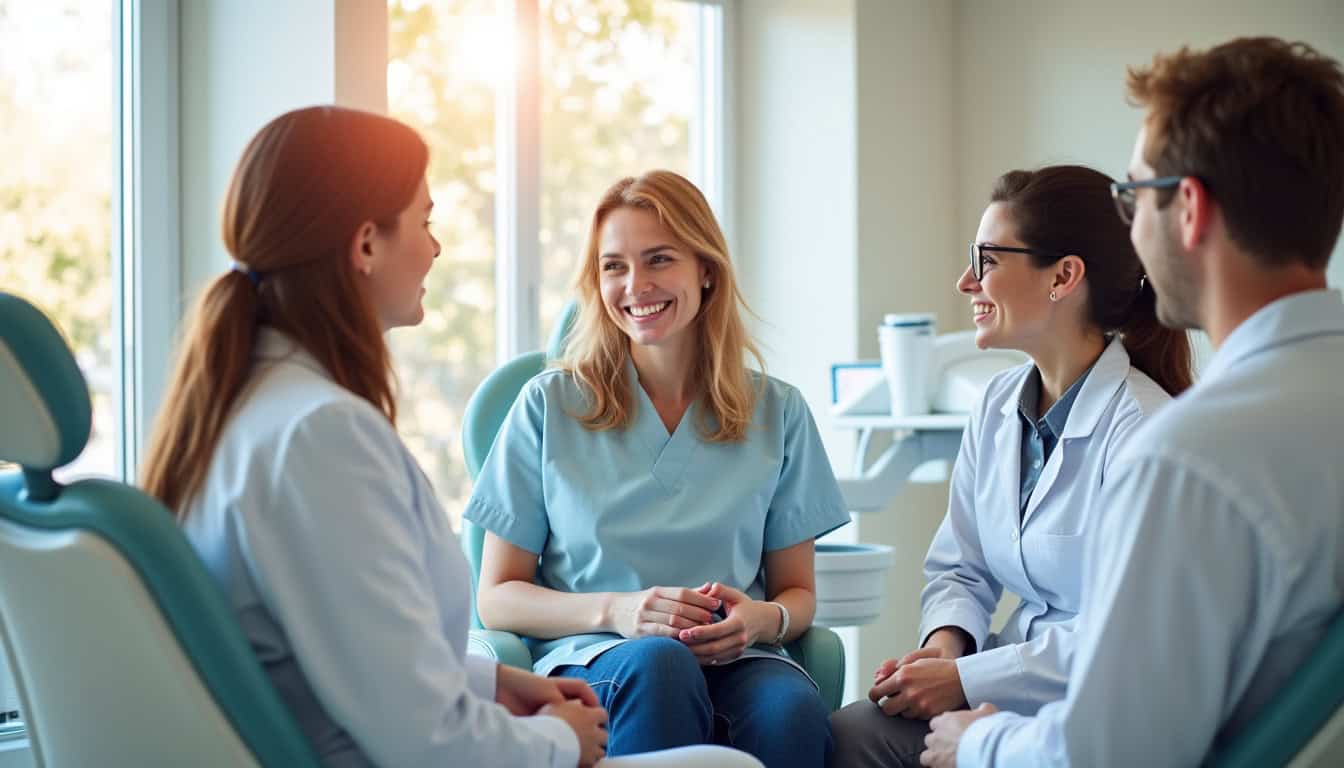 Équipe médicale du Centre Dentaire Dentapte au Mans en consultation avec un patient