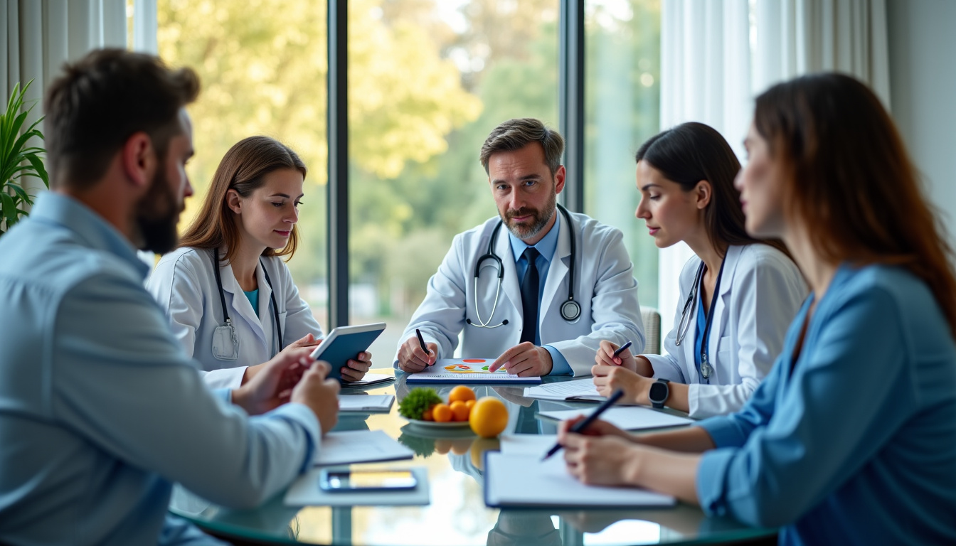 Réunion d’équipe médicale autour d’un plan nutritionnel thérapeutique