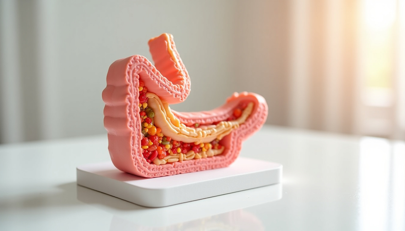 Schéma du processus de digestion et d’absorption des nutriments dans l’intestin grêle