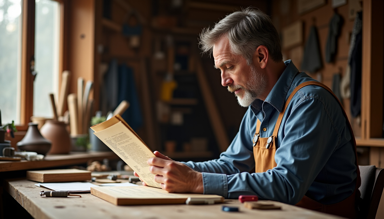 Un artisan consulte la revue de l