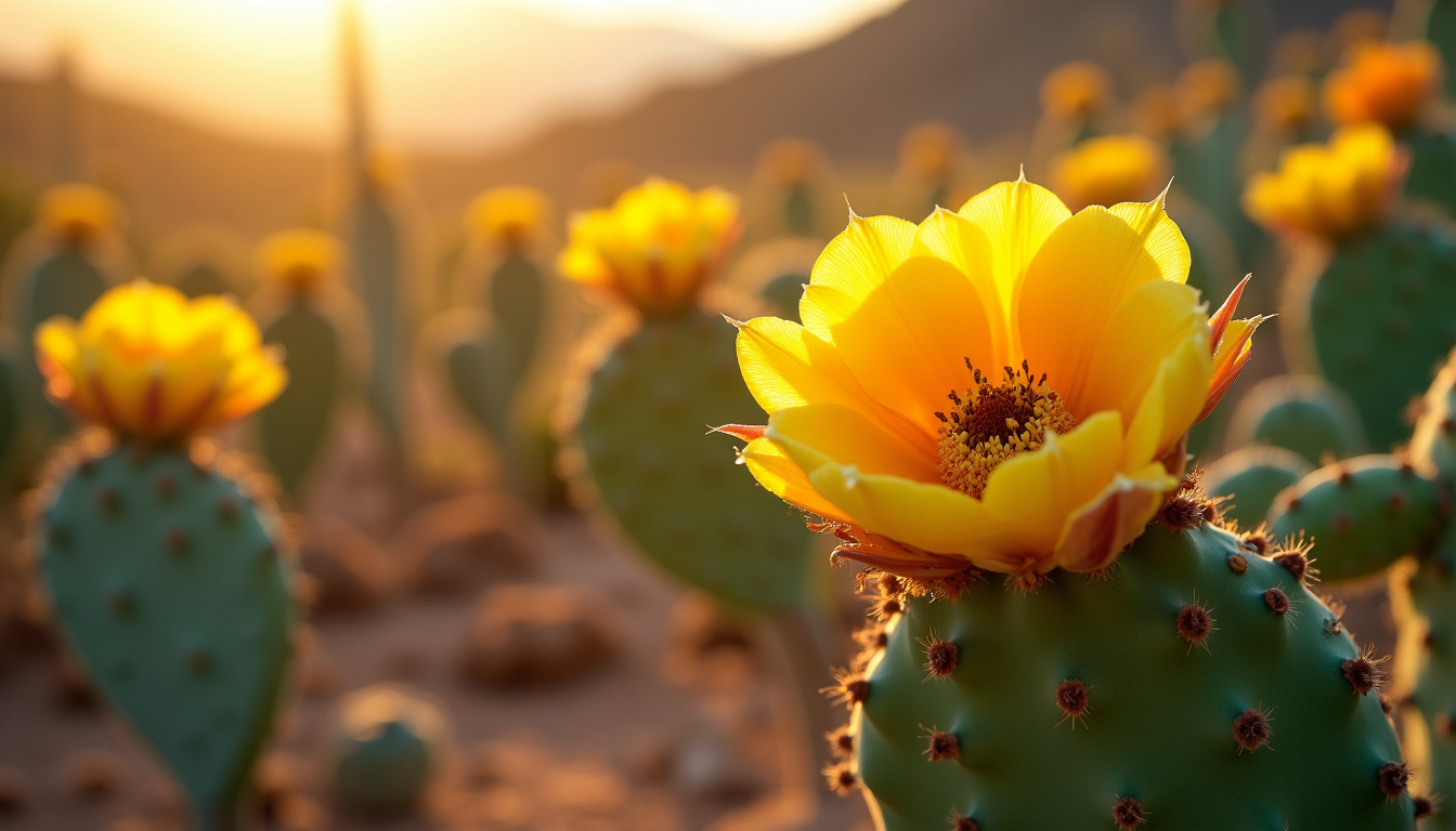 Cactus en pleine croissance dans un champ ensoleillé, représentant la culture de l