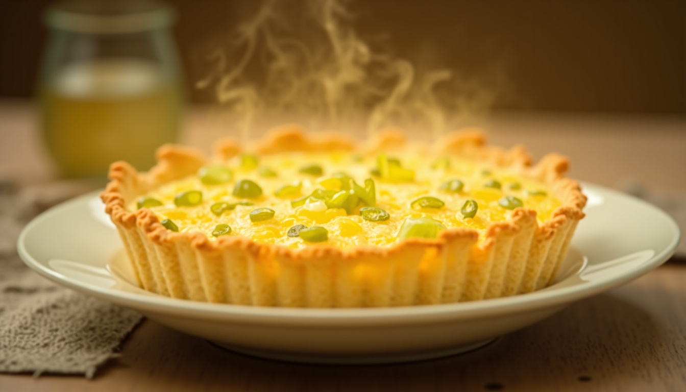 Quiche au poireau et au chèvre en train d