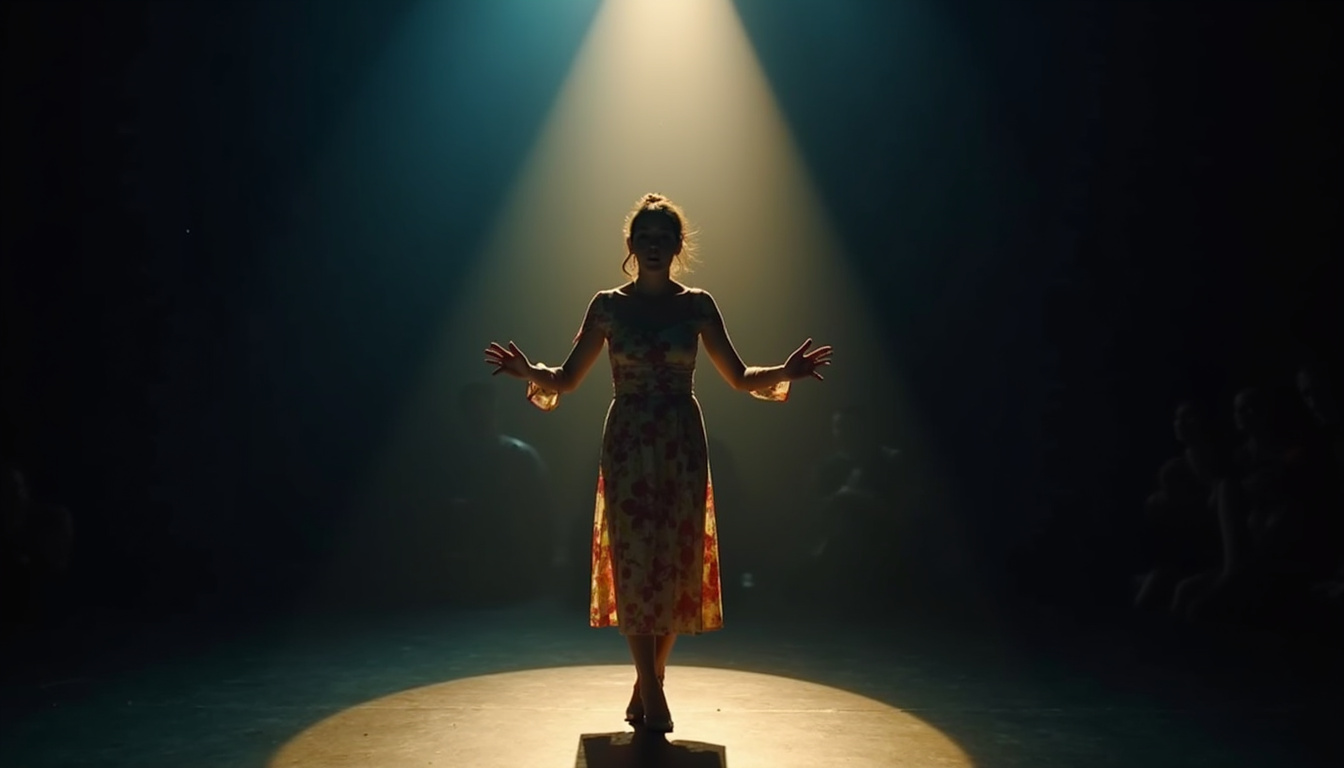 Clémentine Célarié en pleine représentation de Potiche au Théâtre Libre de Paris en 2026