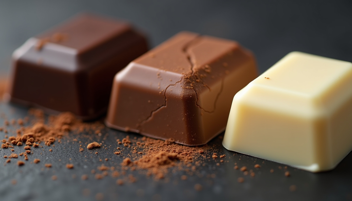Composition détaillée des ingrédients du chocolat noir par rapport au lait et au blanc