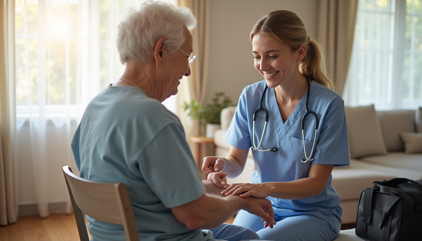 Infirmière réalisant des soins à domicile à Villetaneuse