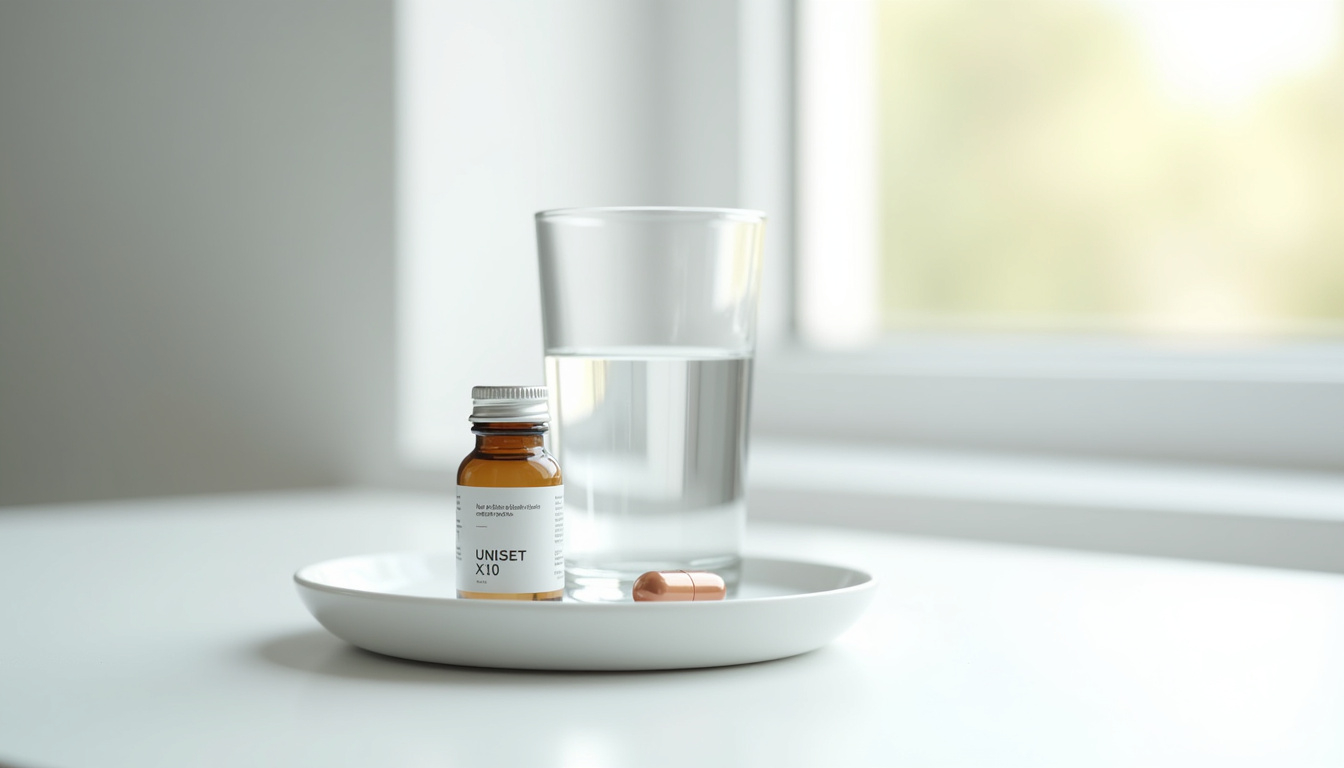 Prise de gélules d'Uniset X10 avec un verre d'eau